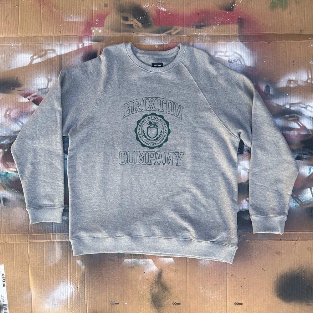 Brixton Gray Crewneck Sweater with Green Logo